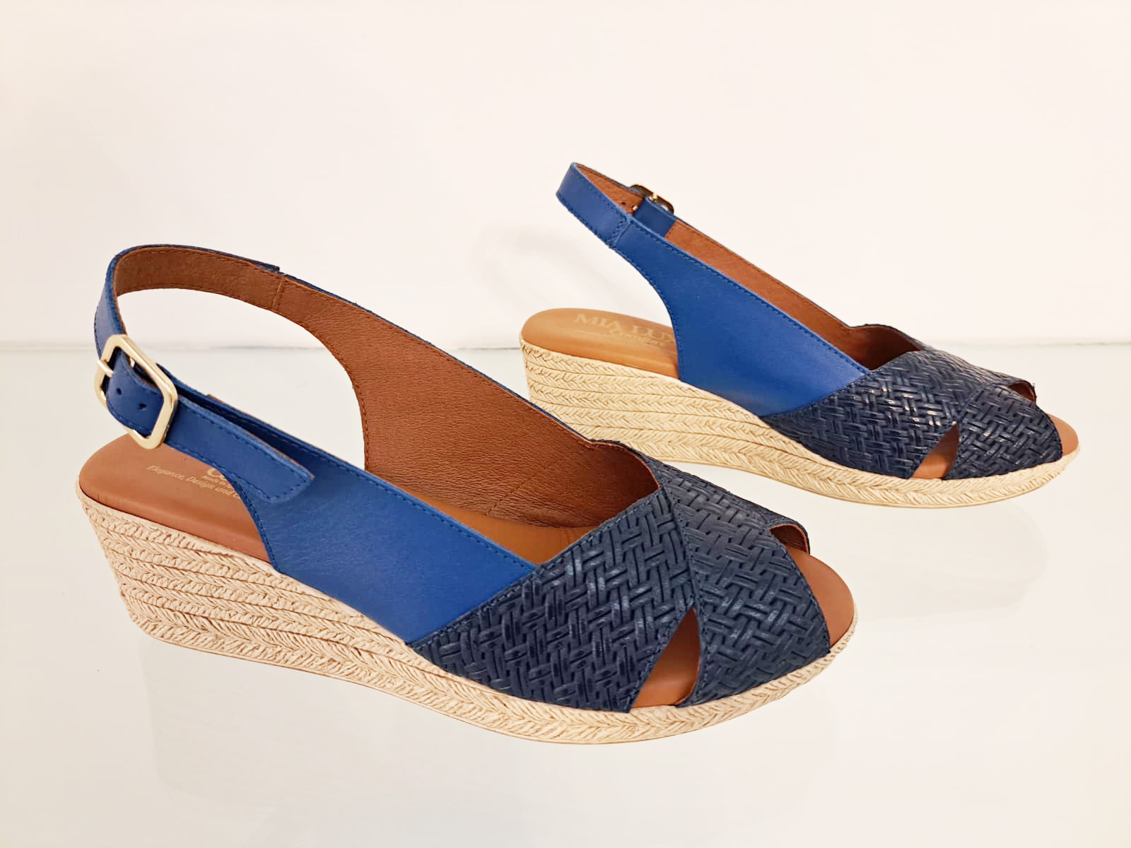 Mia Luxe Comfort blue woven wedge